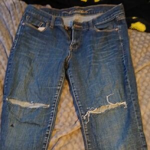 Trendy Blue Ripped Skinny Jeans